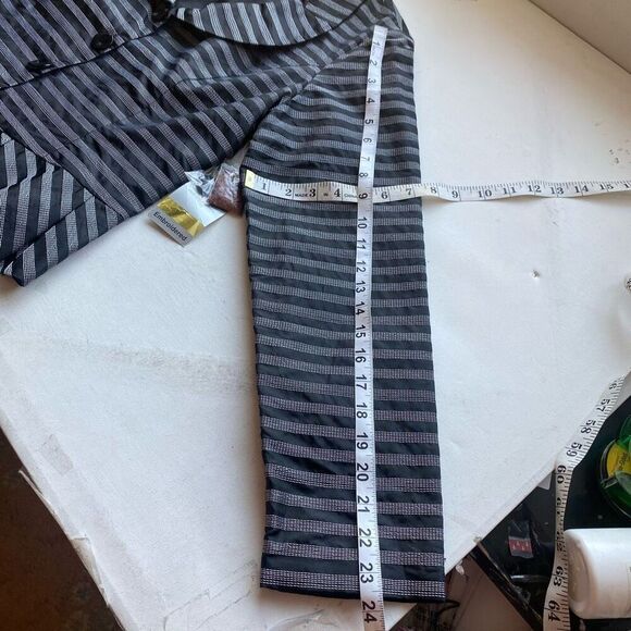 NWT Designer Samual Dong Striped Pleated Peplum Jacket Blazer Black Silver Women - Picture 8 of 14